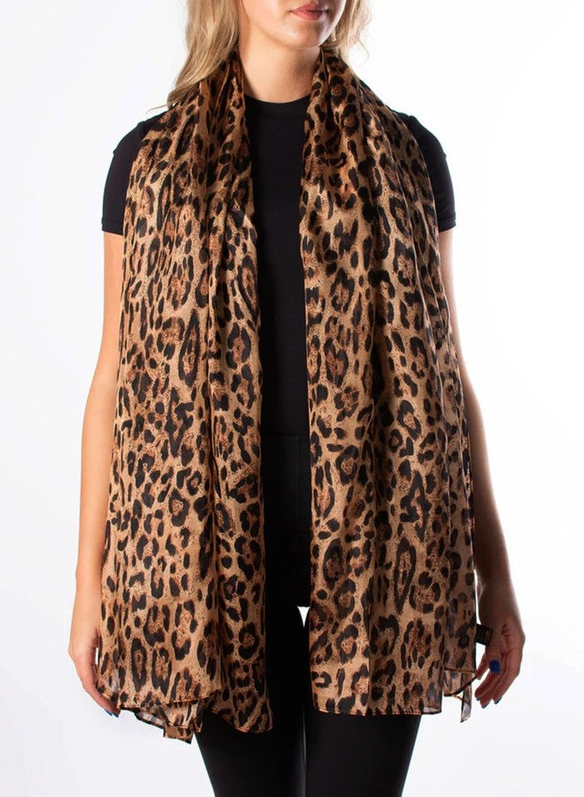 CaySep Women Silky Leopard Print Scarf - Print Florals Shawl Long Lightweight Sunscreen Scarf for Travel - Image 3